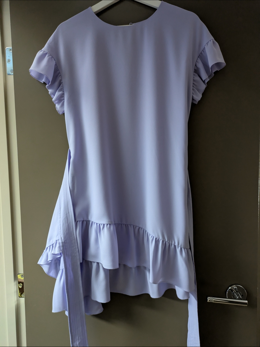 Wilfred Ninette Dress Lilac Lavender Ruffle Wrap Mini Dress XS Wedding Guest - Picture 4 of 9